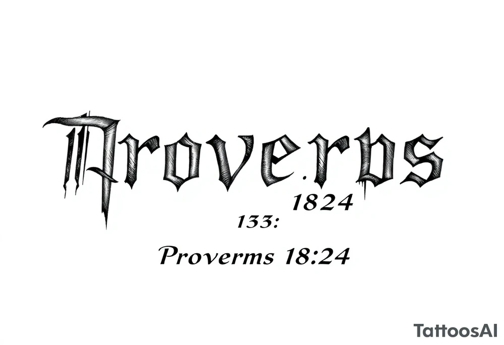 76 2323 proverbs 18:24 written out in gang font tattoo idea