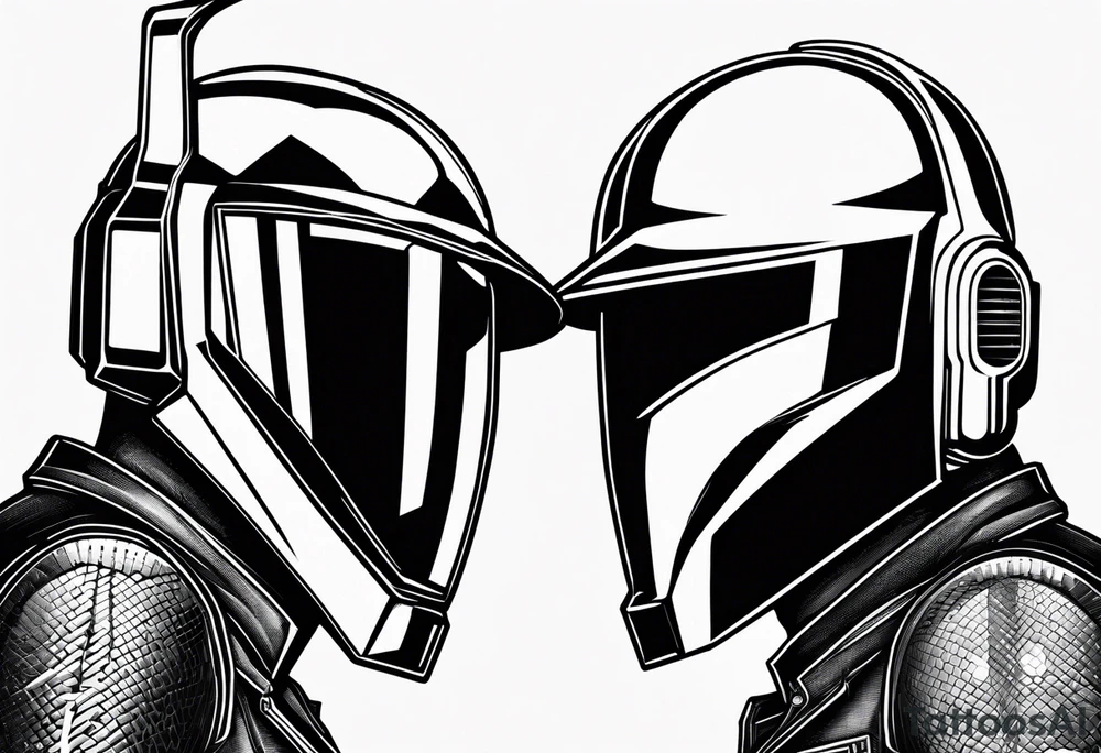 daft punk heads on top of each other tattoo idea