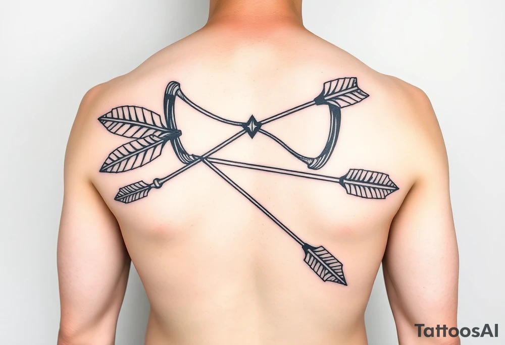 Large bow and arrow on whole arm tattoo idea