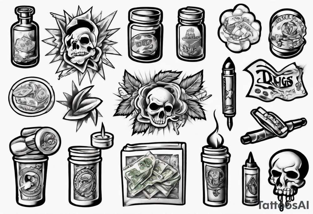 drugs and money tattoo idea