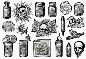 drugs and money tattoo idea