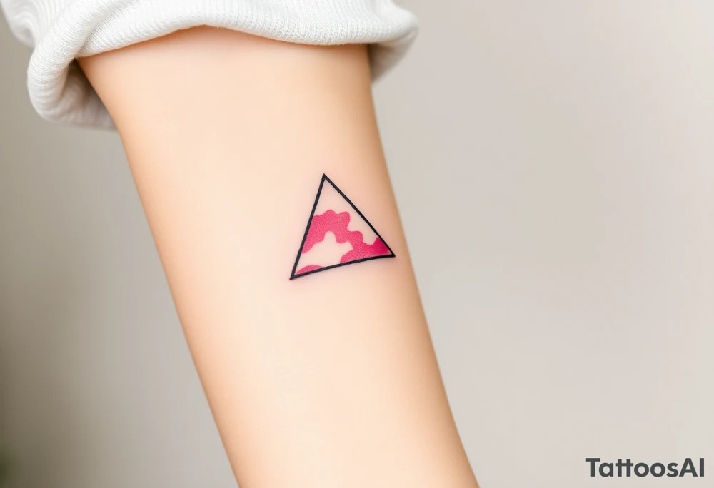 A watercoloured pink triangle, with small lining and upside down tattoo idea