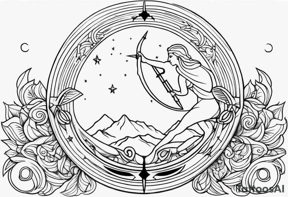 Sagittarius and moon tattoo idea