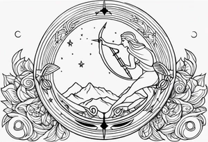 Sagittarius and moon tattoo idea