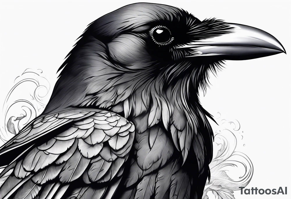 Raven, smoke, scroll, tattoo idea