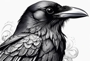 Raven, smoke, scroll, tattoo idea