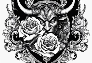 tattoo with devil and roses  for the chest tattoo idea