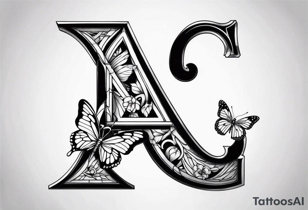Letter A with butterfly tattoo idea