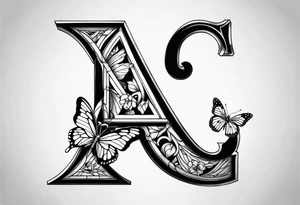 Letter A with butterfly tattoo idea