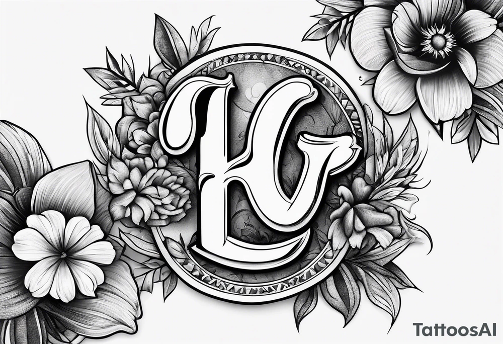 Dogpaw with letter L and C tattoo idea