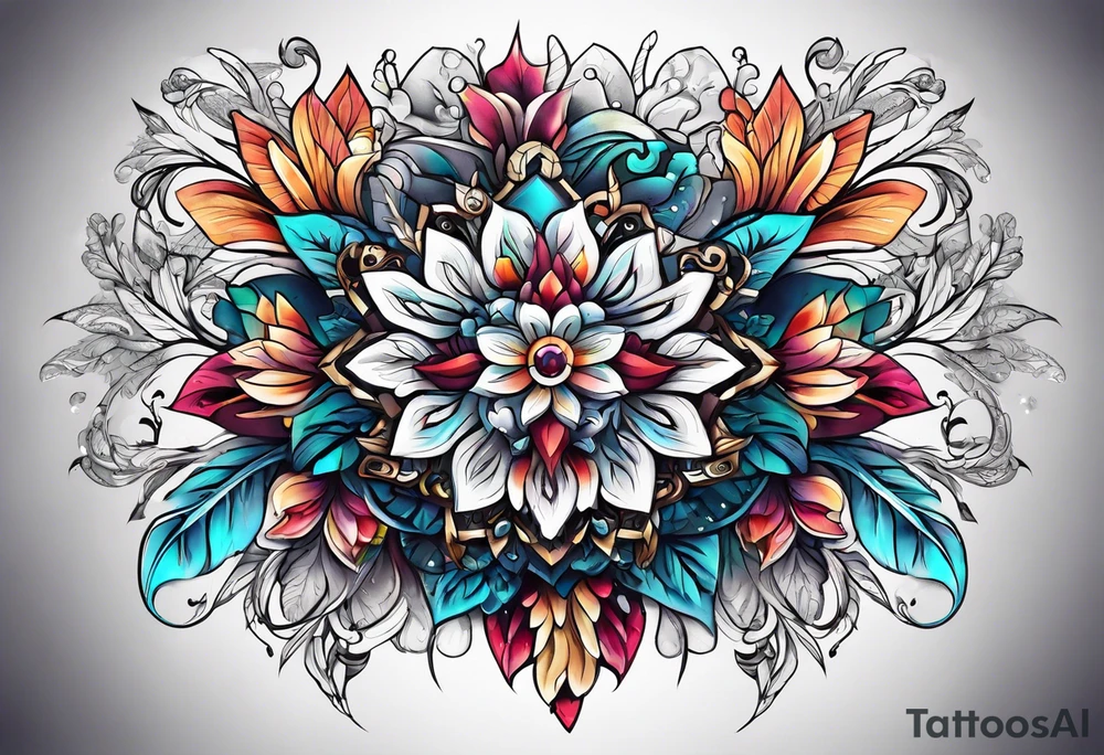 snowflake warrior, flower tattoo idea