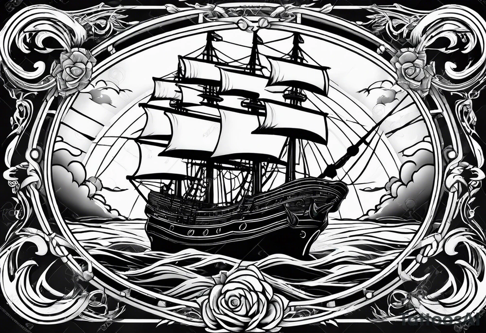 Ships wheel in a storm tattoo idea