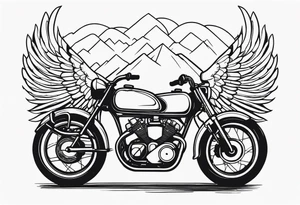 Motorcycle, wings, forest tattoo idea