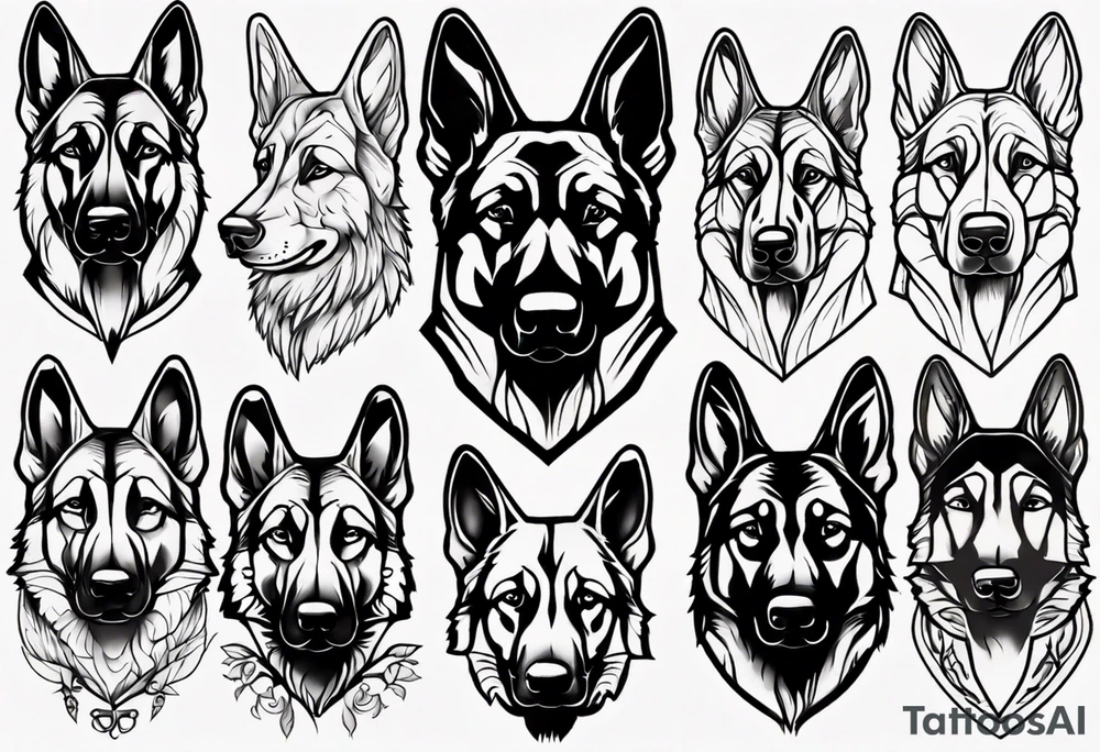 German shepherd portrait tattoo idea