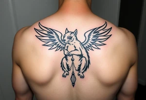 Angel squirrel with a small silver necklace tattoo idea