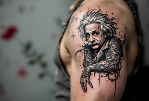 Albert einstein with tattoos all over his body tattoo idea