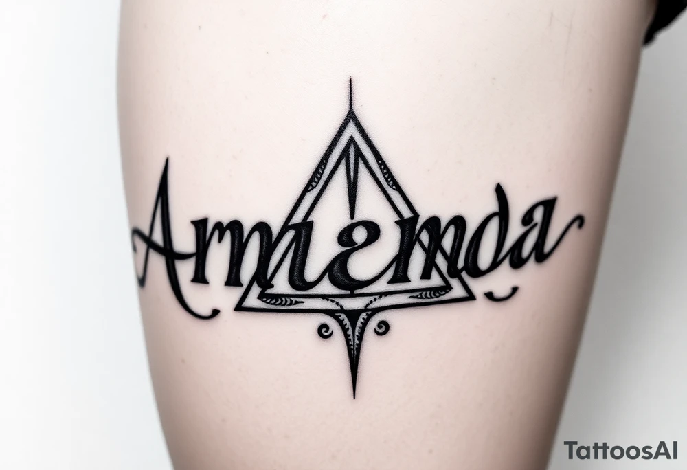 Amanda name with deathly hallows tattoo idea
