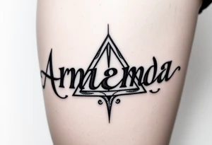 Amanda name with deathly hallows tattoo idea