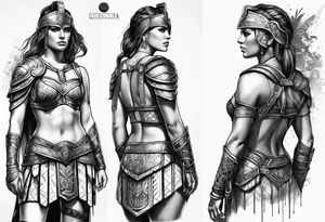 Female gladiator full body tattoo idea