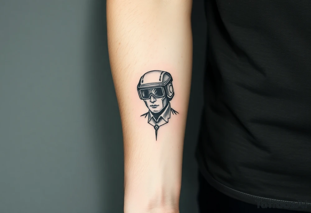 Tattoo for the top side of the forearm, black and gray, flash, hacker computer tech tattoo idea