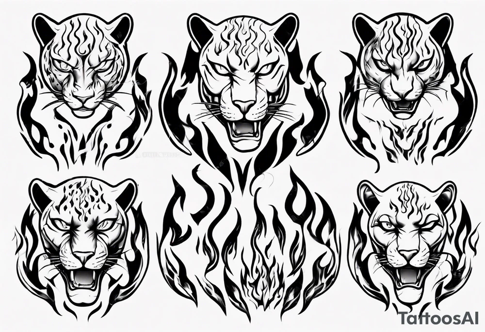 Panther with flames tattoo idea