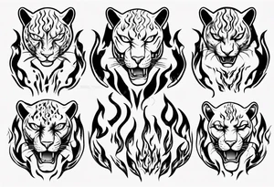 Panther with flames tattoo idea
