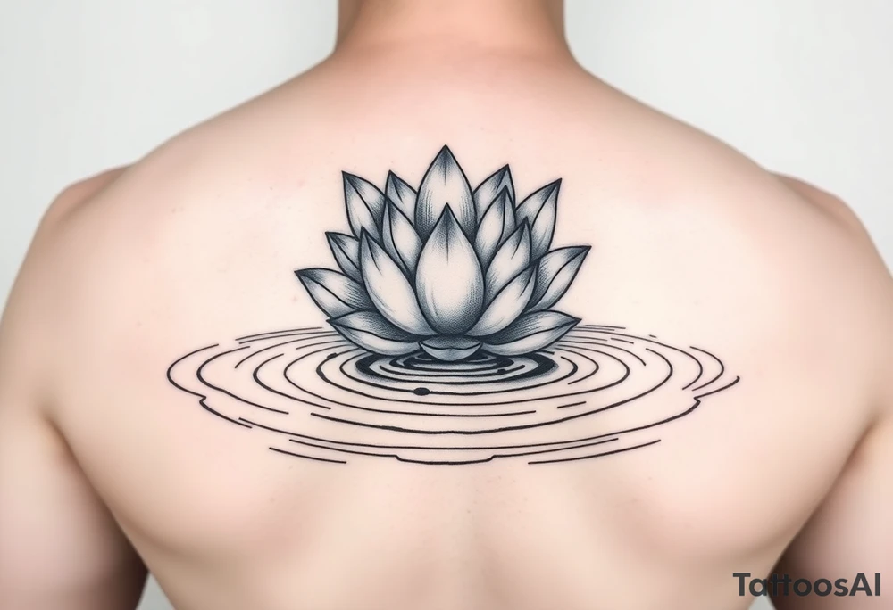 serene lotus flower emerging from sacred waters with ripples tattoo idea