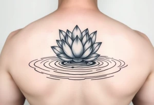 serene lotus flower emerging from sacred waters with ripples tattoo idea