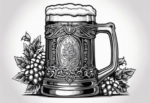 beer mug with hops tattoo idea
