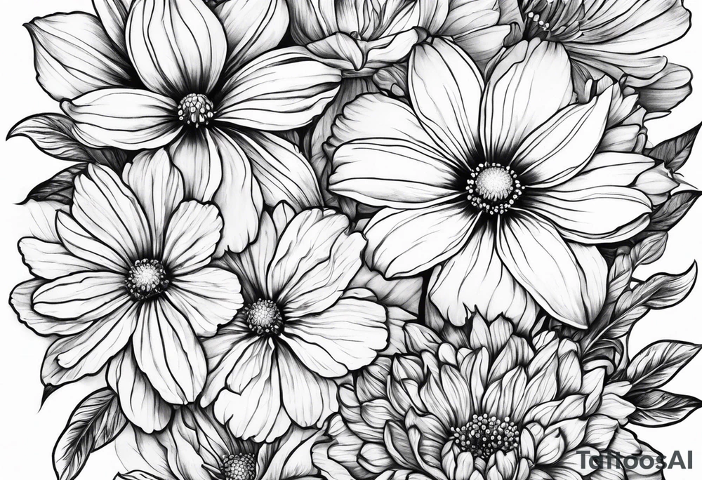 Cosmos flower tattoo idea