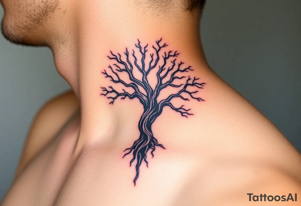 Tree hour glass strength tribal tattoo idea