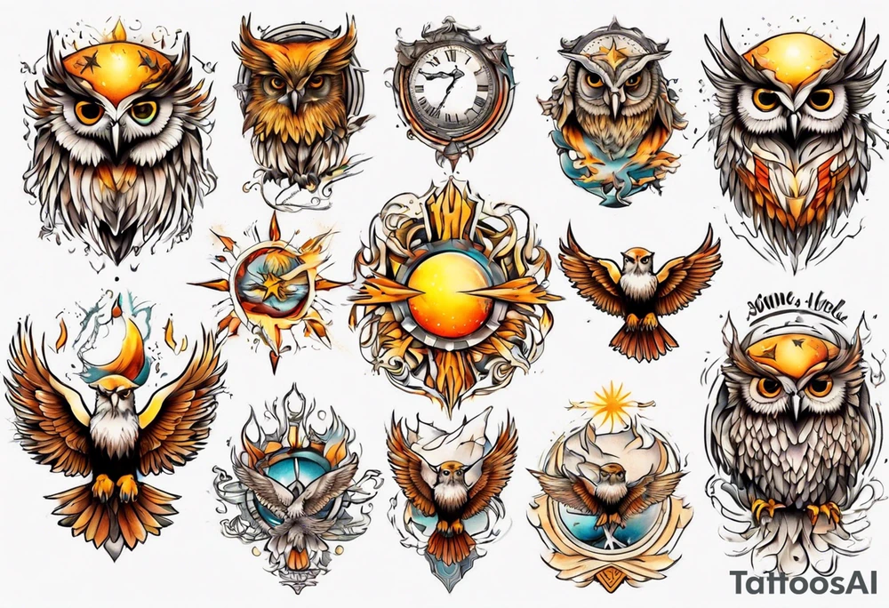 Sonne Eule tattoo idea
