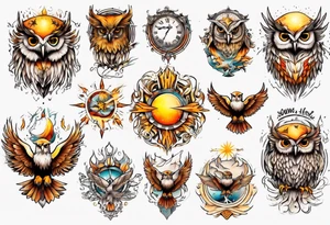 Sonne Eule tattoo idea
