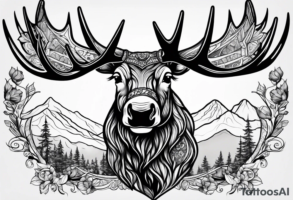 a psychedelic moose tattoo idea