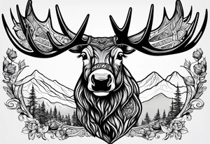 a psychedelic moose tattoo idea