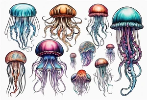 Jellyfish with super long tentacles tattoo idea