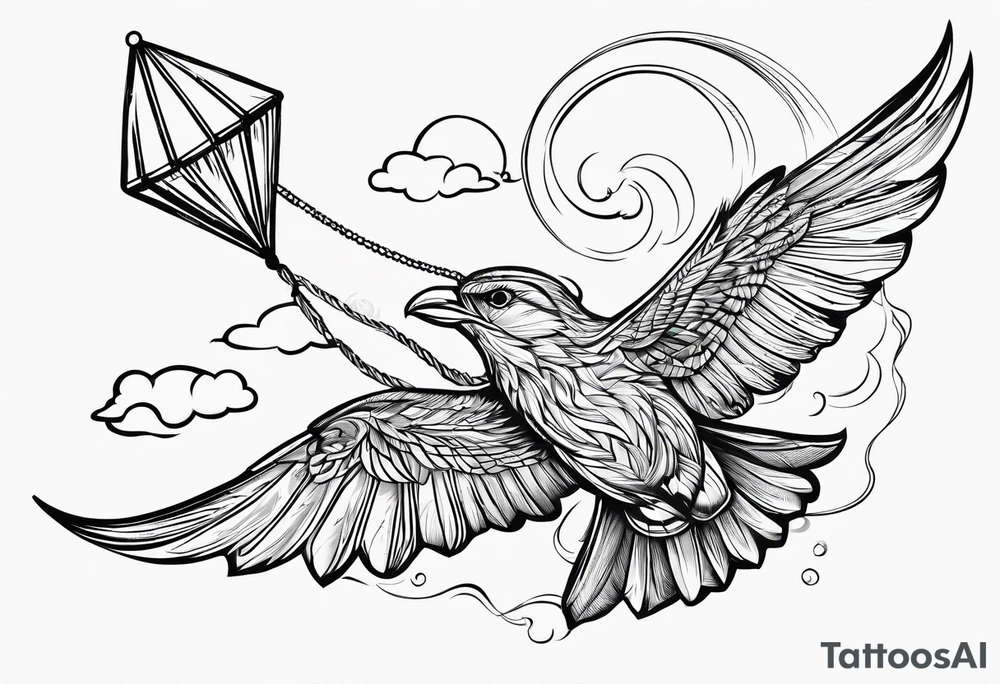 "Go Fly A Kite" spelled out in kite string tattoo idea
