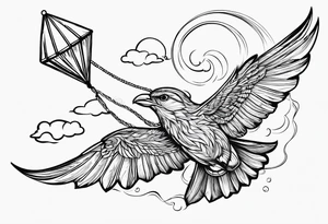"Go Fly A Kite" spelled out in kite string tattoo idea