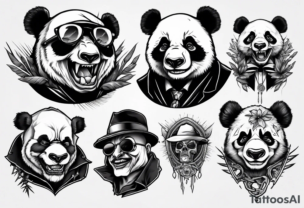 gangster panda evil tattoo idea