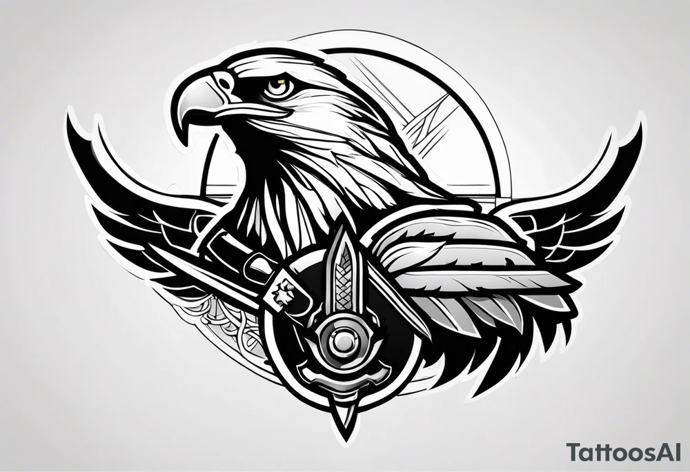 Eagle with blade tattoo idea
