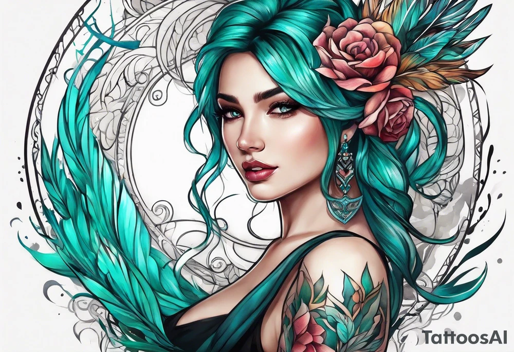 The name Drew with teal tattoo idea