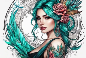 The name Drew with teal tattoo idea