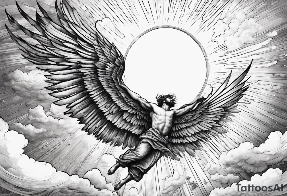 Icarus falling from flying too close to the sun tattoo idea