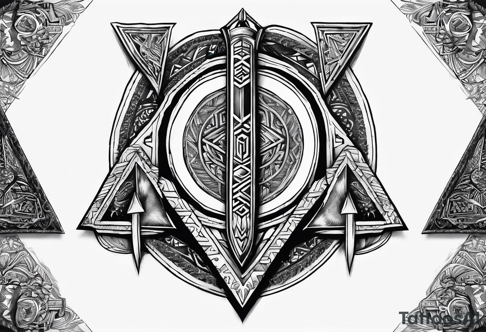 Valhalla shield valknut axe steps tattoo idea