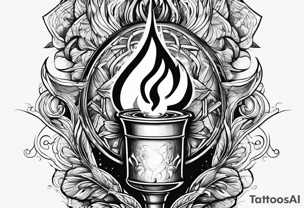 Torch and water tattoo idea