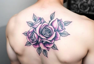 Create a rose tattoo with 3 roses add purple and pink also add black and make it bold tattoo idea