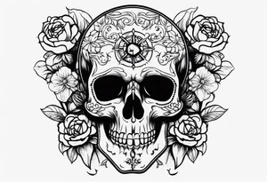 Memento mori written skull sleeve tattoo design tattoo idea