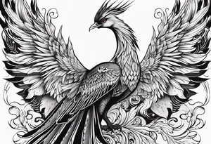 Asian phoenix with a long neck tattoo idea