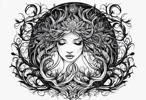 virgo sign made out of tree roots tattoo idea