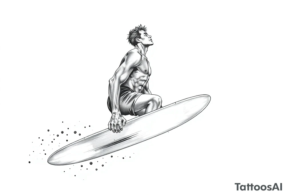 silver surfer on his board looking over in deep thought as he is in the sky tattoo idea